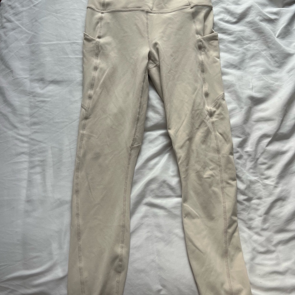 Fabletics Cream High-Waisted Leggings
